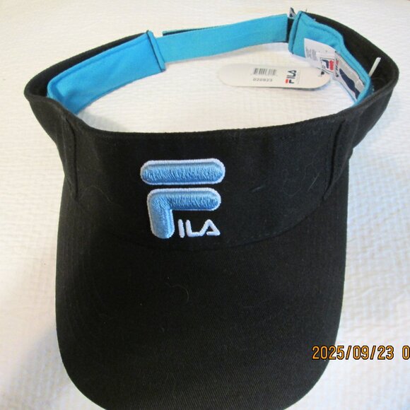 NWT Fila Sun Visor Cap One Size Black/Blue - Picture 1 of 5